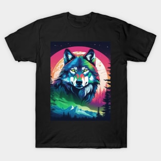 Timber Wolf in Watercolor and Charcoal Color T-Shirt